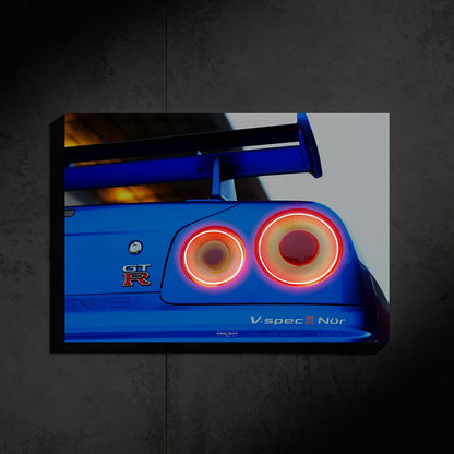 poster métallique nissan gtr r34 avec néon led