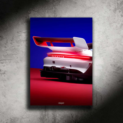 poster métallique porsche 911 GT3 R Rennsport avec néon led