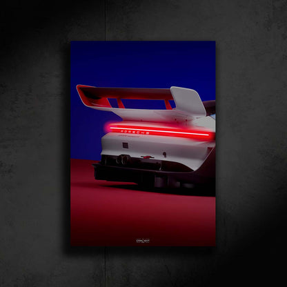 poster métallique porsche 911 GT3 R Rennsport avec néon led