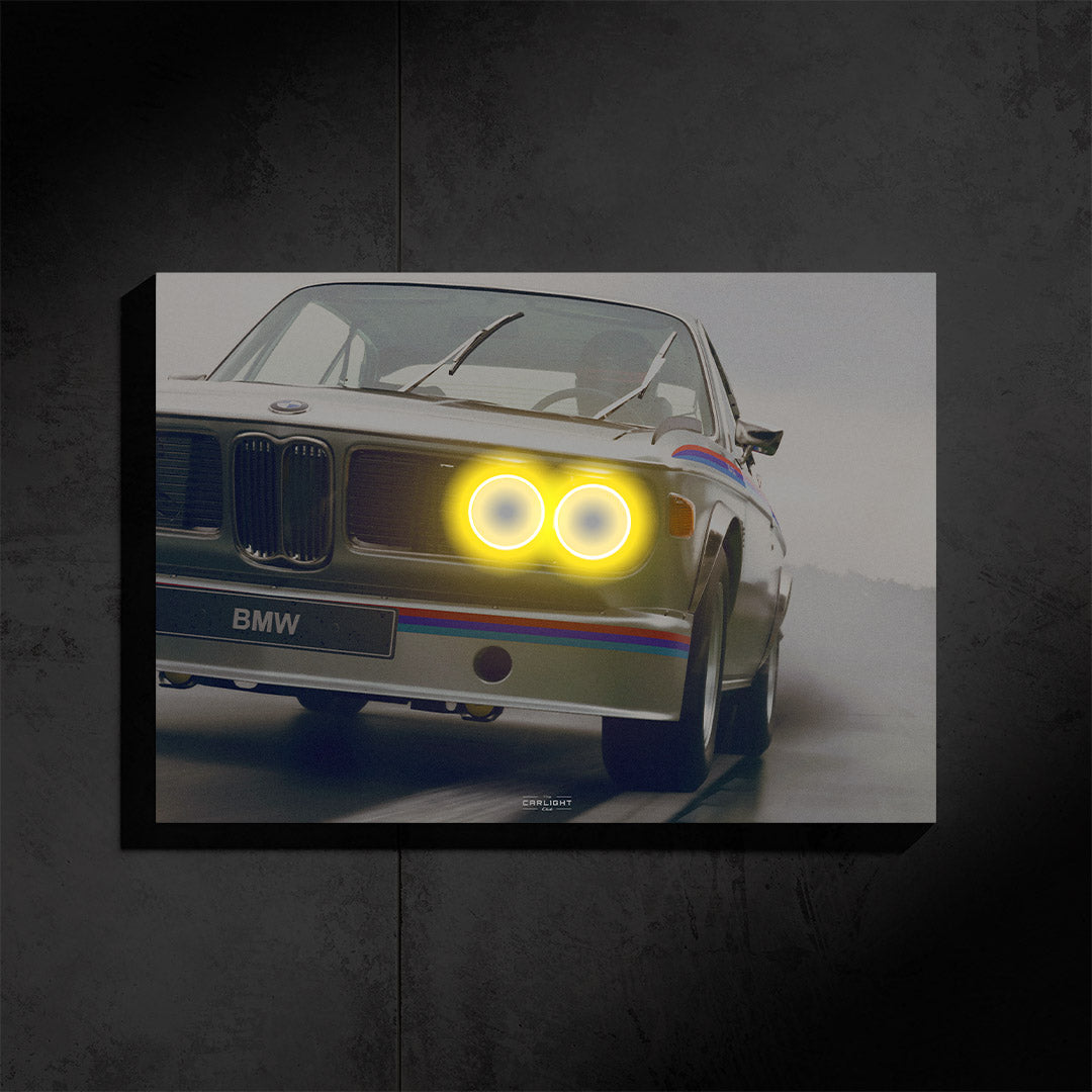 poster métallique bmw csl avec néon led