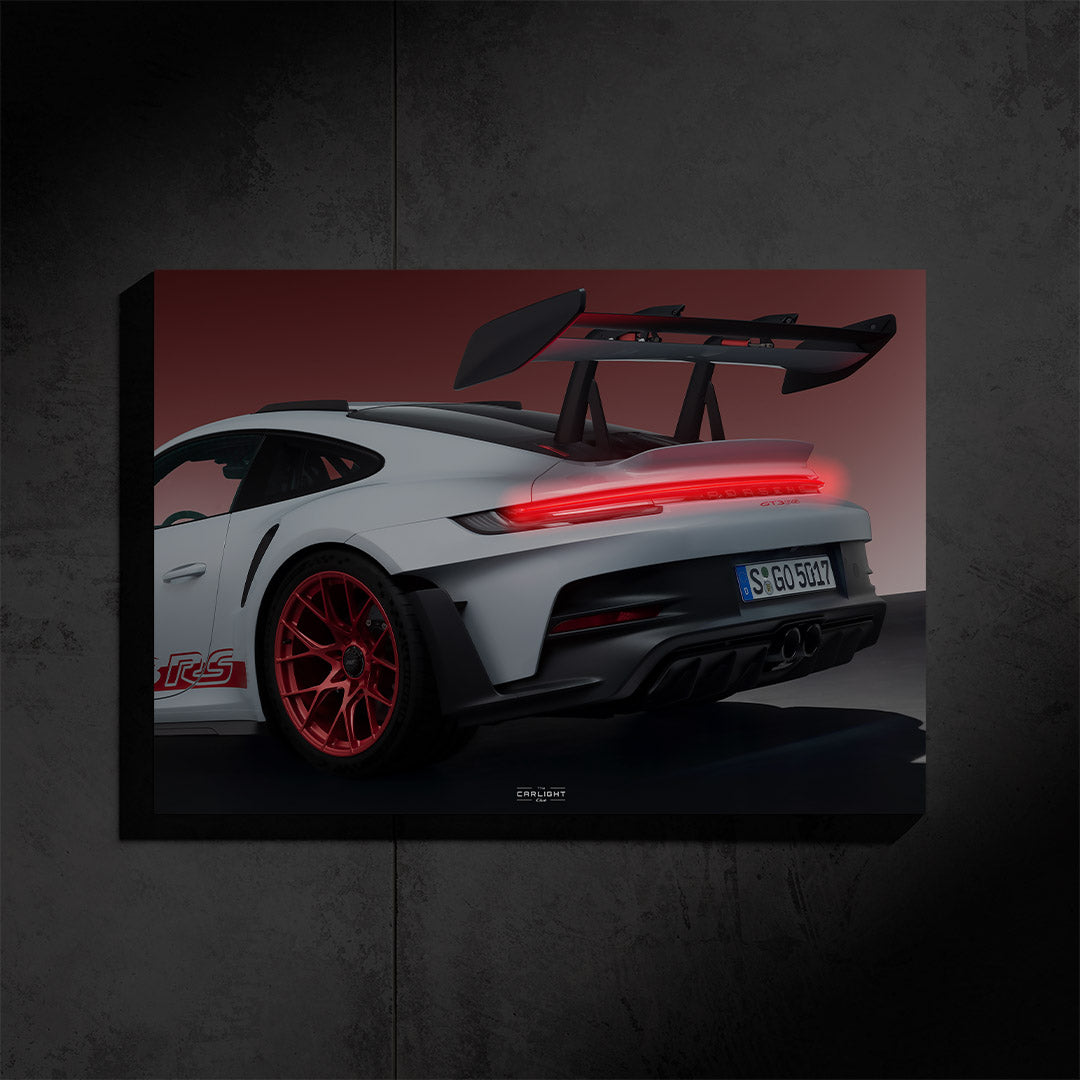 poster métallique porche gt3 rs avec néon led