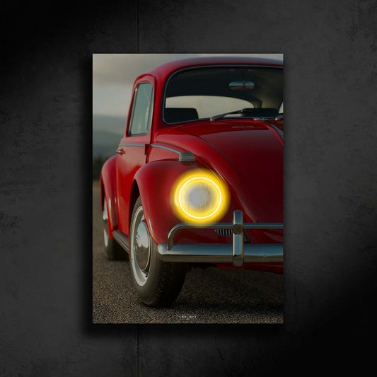 poster métallique Volkswagen Beetle avec néon led