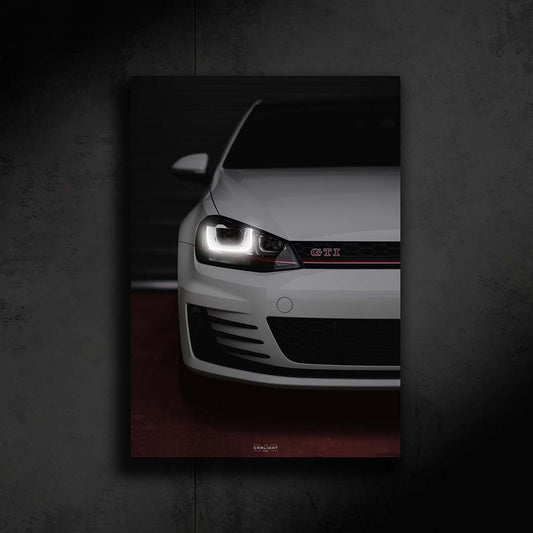 poster métallique volkswagen golf 7 gai avec néon led