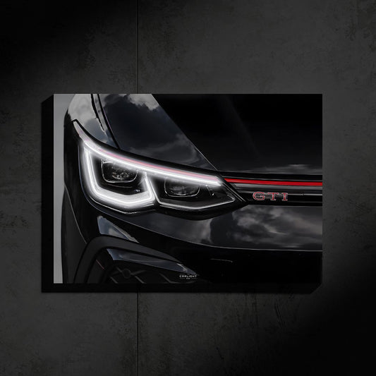 poster métallique volkswagen golf 8 gti avec néon led