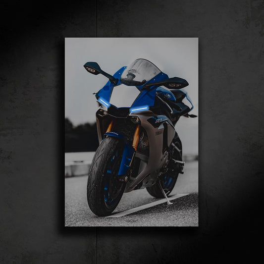 poster métallique yamaha r1 avec néon led