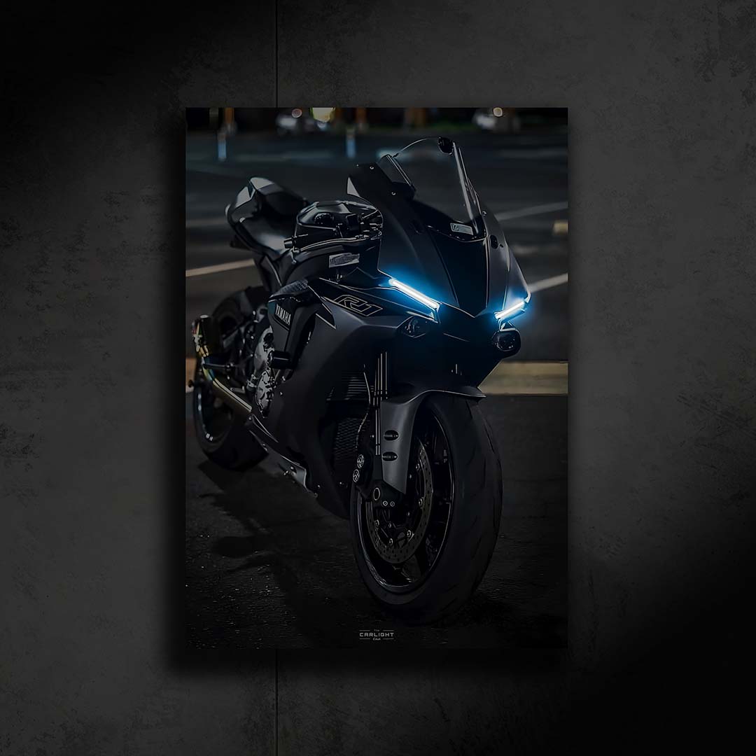 poster métallique yamaha r1 avec néon led